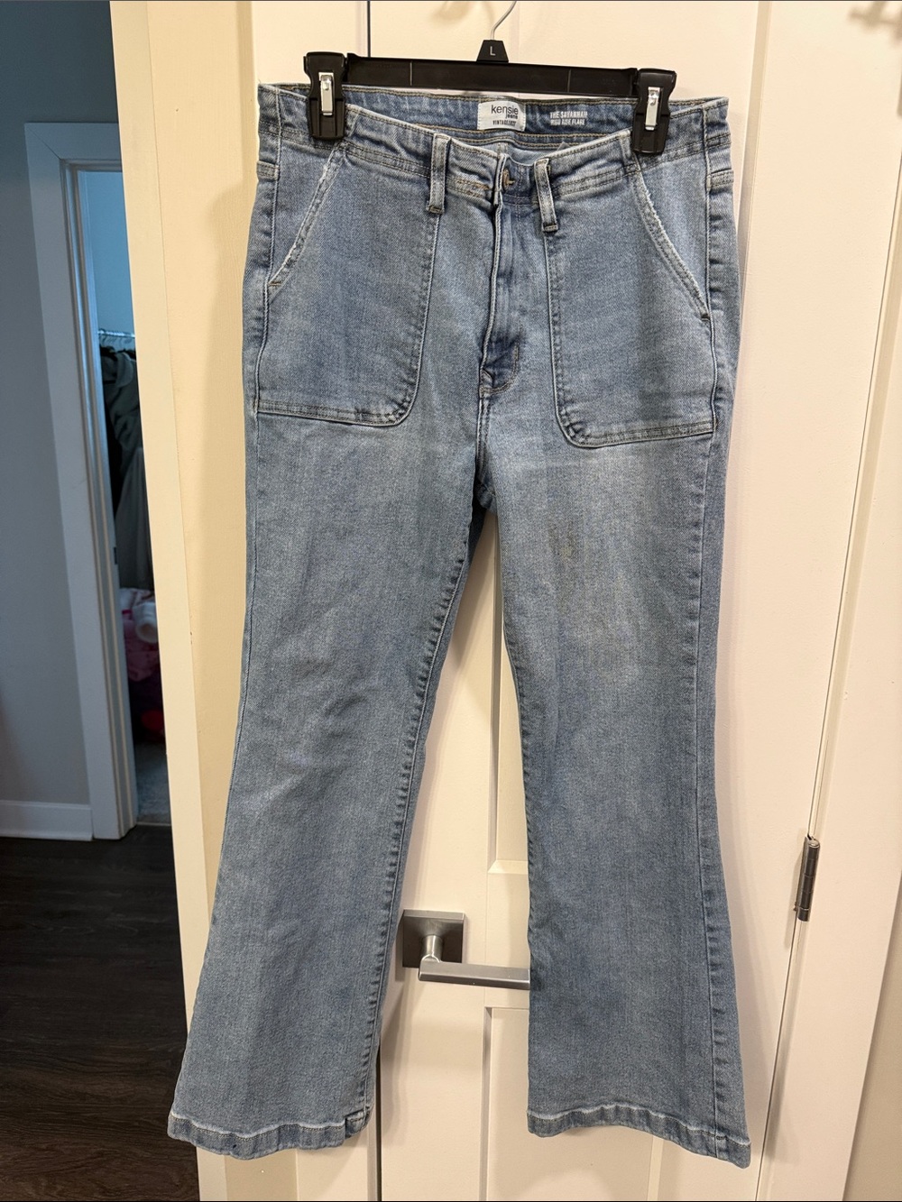 kenzie Light Blue Wide-Leg Jeans with Patch Pockets